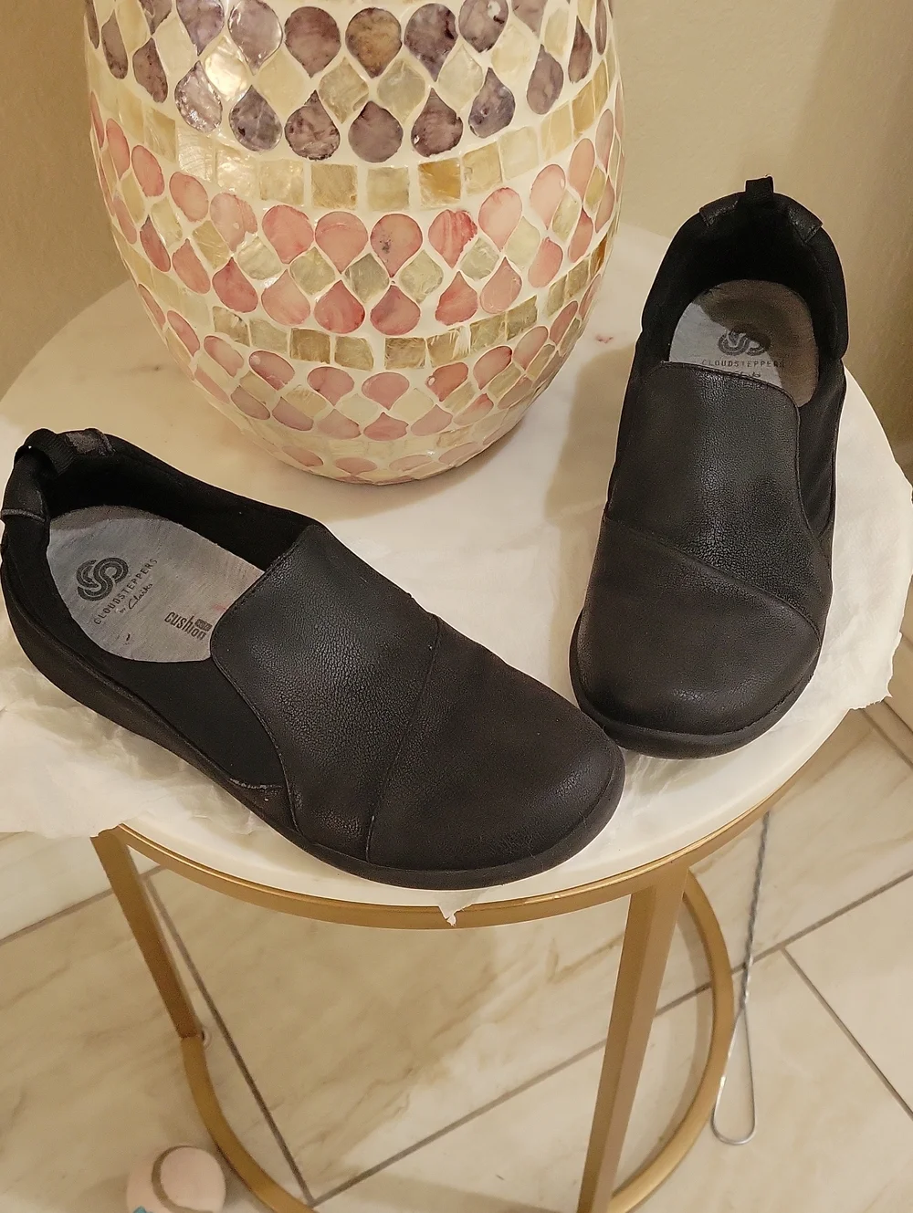 Clarks Women's Black Slip-On Cloudsteppers Loafers